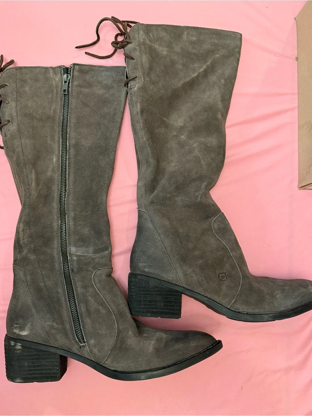Born Taupe Suede Over-the-Knee Boots with Side Zip USED